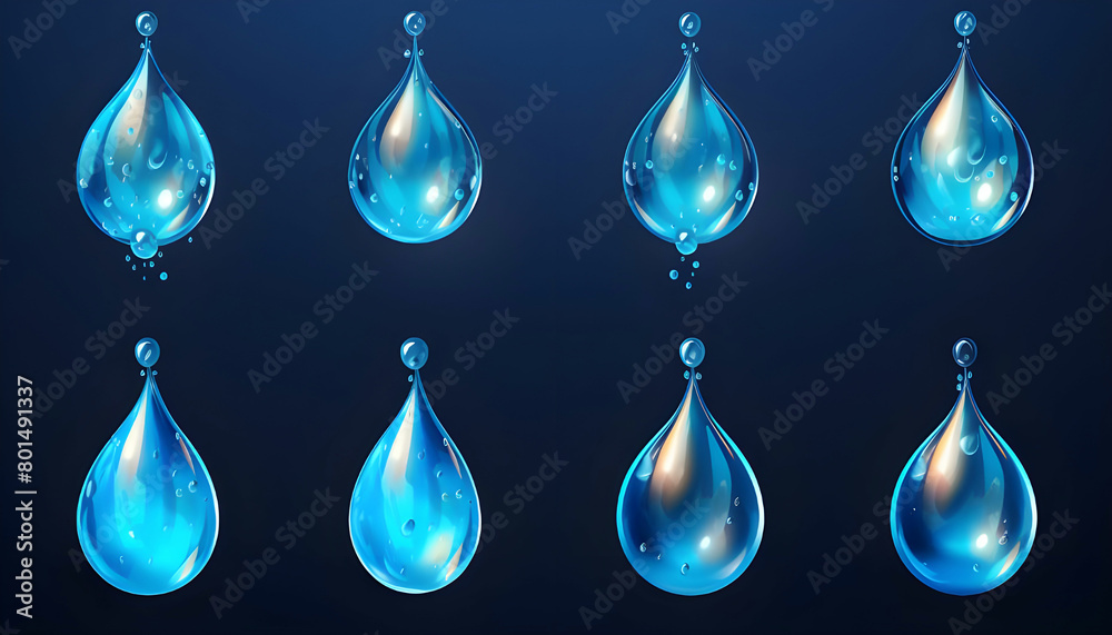 Big set of transparent drops of water Big set of transparent drops of water