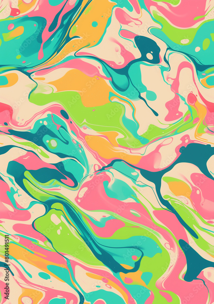 Psychedelic marble pattern with neon greens and pinks