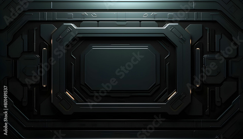 Black, Tech Background with Sci-Fi 3D Panels. Dark, Futuristic style. 3D Render