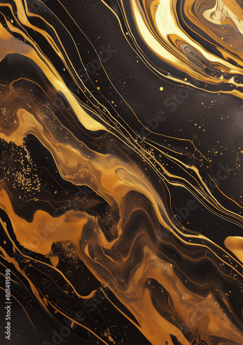 Elegant gold and black marble texture with luxurious swirls