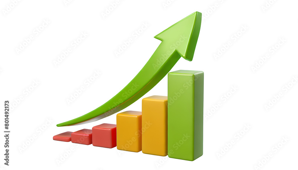 Business graph with light green arrow Business graph with light green arrow