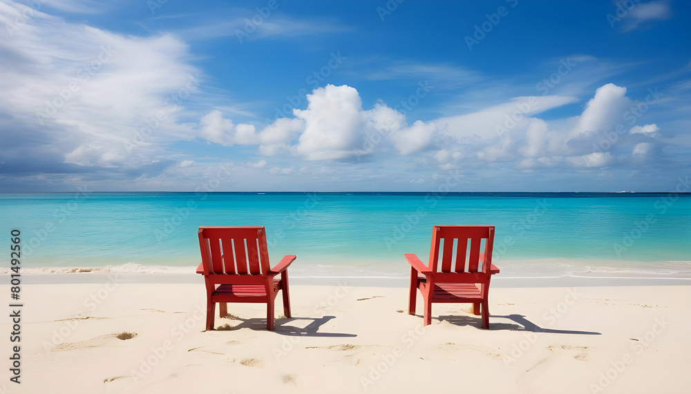 Chairs on tropical beach