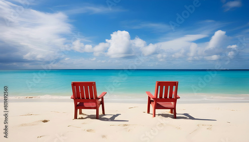 Chairs on tropical beach © Zeeshan