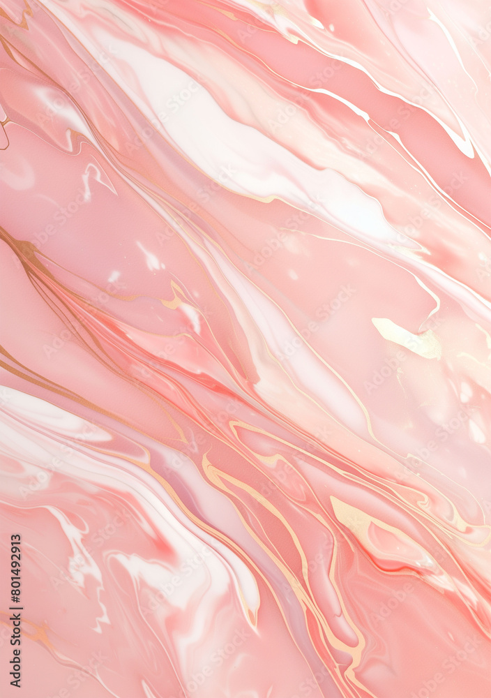Abstract background with rose gold and blush pink marble, infused with subtle metallic swirls