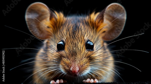  Close-up of a mouse's face, one eye open and a paw on its head