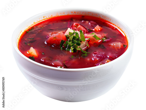 Ukrainian borscht isolated on white background. Clipping path