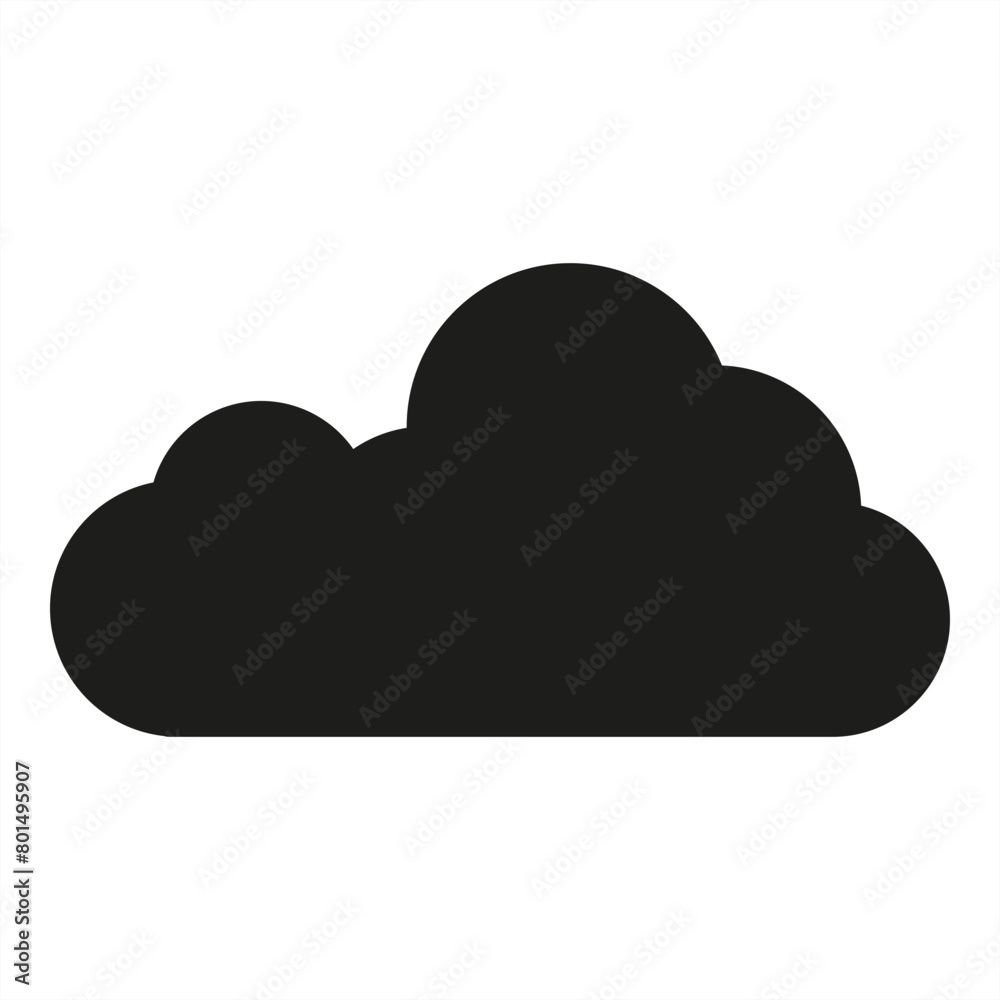 Simple black cloud silhouette icon - stock vector Simple black cloud silhouette icon - stock vector
