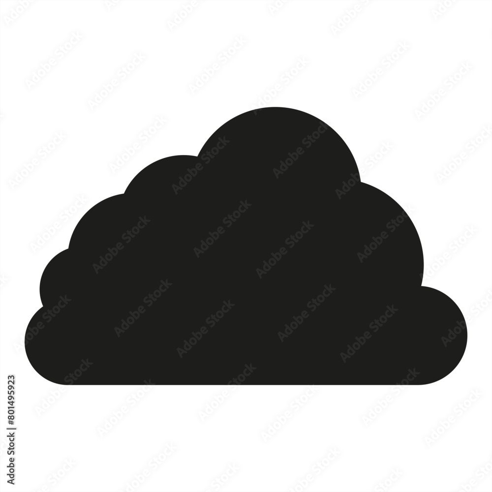 Simple black cloud silhouette icon - stock vector Simple black cloud silhouette icon - stock vector