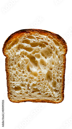 Slice of white bread isolated on white background. Top view.