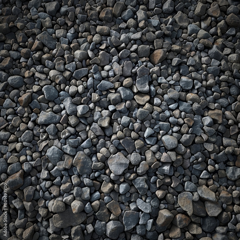 The material texture of a large area of dark gray gravel ground The material texture of a large area of dark gray gravel ground
