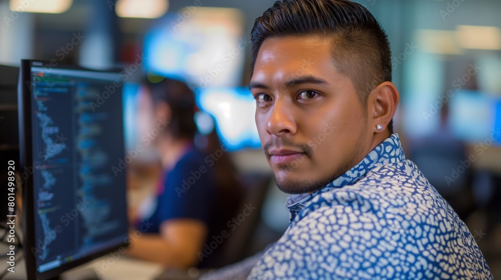 Fototapeta premium Hispanic Male Software Developer