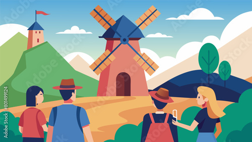 Tourists flock to see the famous windmill hoping to catch a glimpse of the infamous rumor mill wind in action..