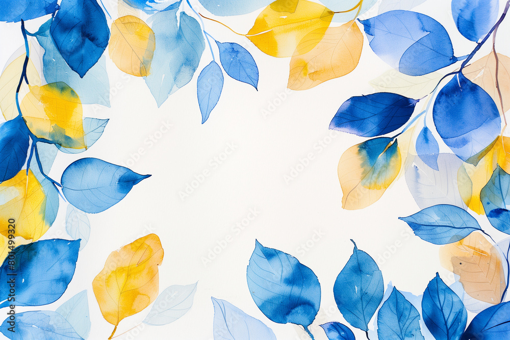 seamless pattern with blue and yellow leaves seamless pattern with blue and yellow leaves