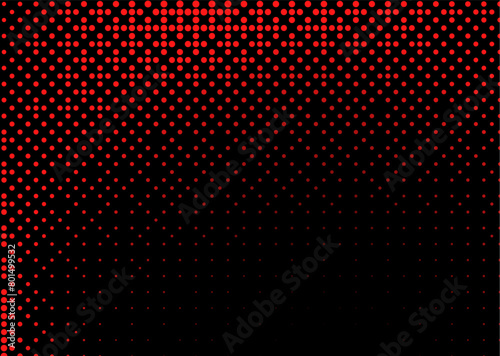 Halftone texture with red dots on a black background. Minimalism  vector. Background for posters  websites  business cards  postcard design