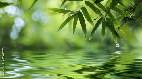 Bamboo over water. Generative AI