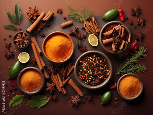 spices and herbs top view