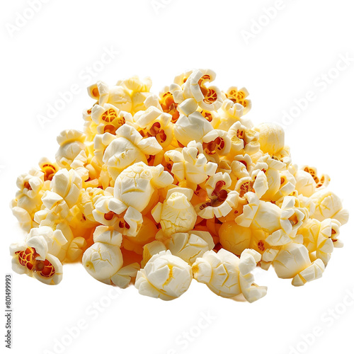 A pile of popcorn isolated on white or transparent background, png clipart, design element. Easy to place object on any other background.