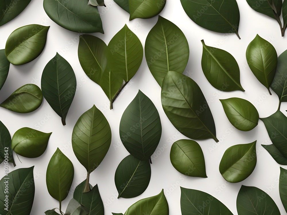 Green leaves on a white background. Green leaves on a white background.