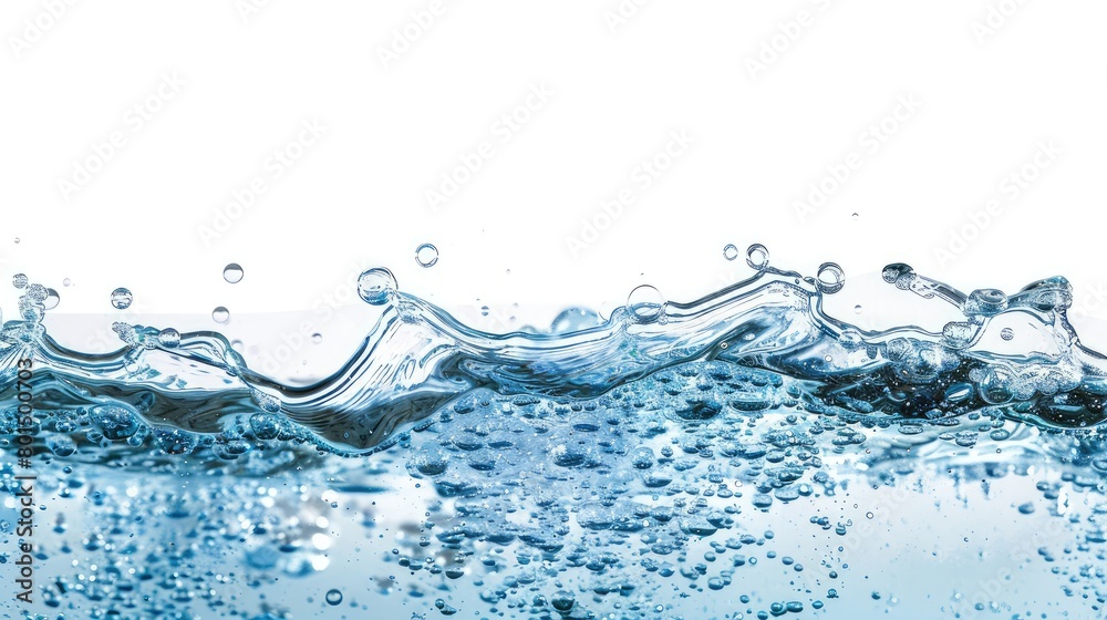 Blue water with bubbles panorama. Generative AI Blue water with bubbles panorama. Generative AI