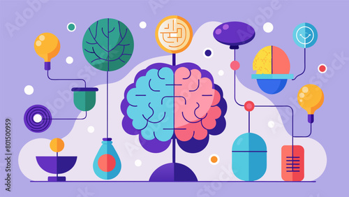 An art installation is created by a neurodivergent artist showcasing the beauty and diversity of different types of brains and abilities.. Vector illustration