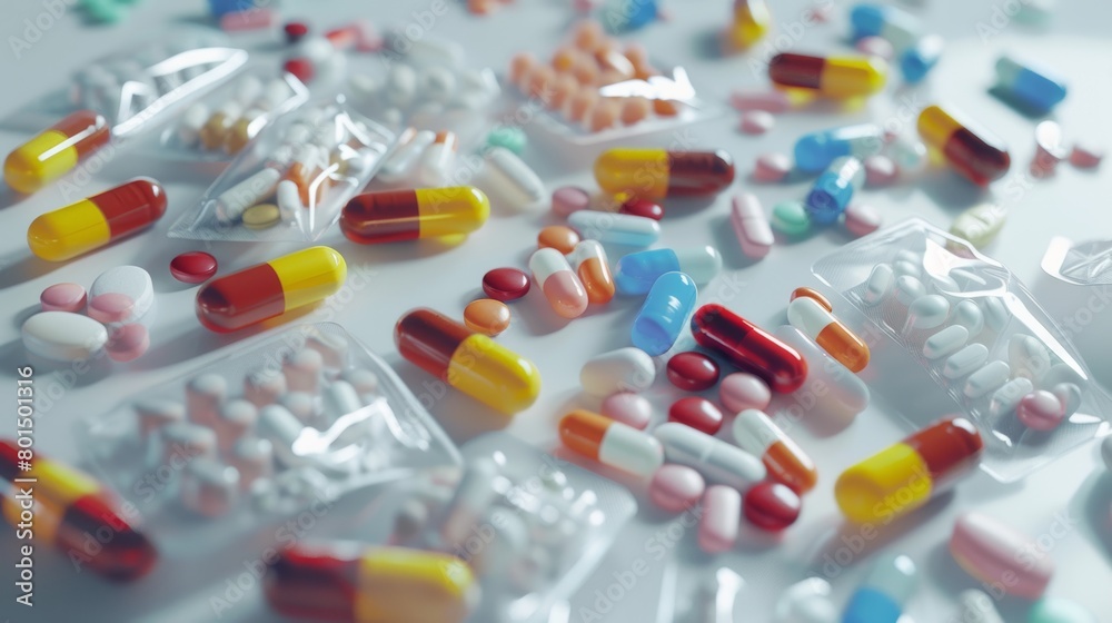 medical pills of various colors medical pills of various colors