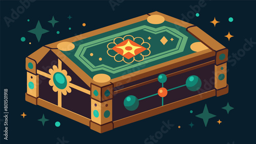 An antiquelooking box with intricate ketamine molecular designs symbolizing the discovery and preservation of ones inner potential..