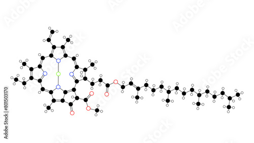 Принти на полотні chlorophyll a molecule, structural chemical formula, ball-and-stick model, isola