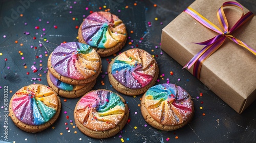 cookies rainbow and gift box