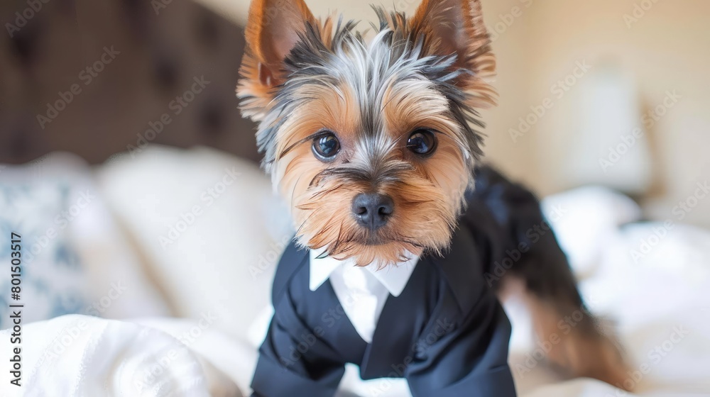 a dog in clothes with a close-up shot, showcasing the intricate details of their outfit and the endearing expression on their face. a dog in clothes with a close-up shot, showcasing the intricate details of their outfit and the endearing expression on their face.