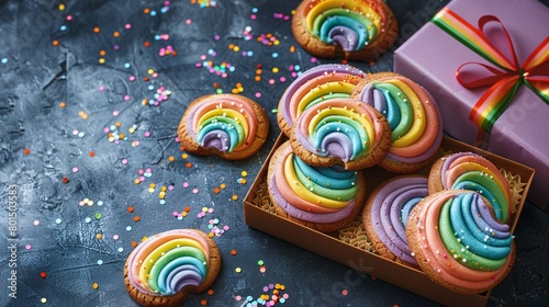 top view of cookies of rainbow