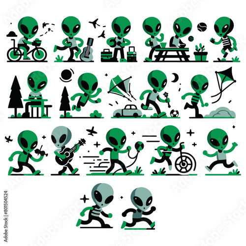 Extraterrestrial Alien Vector Design Elements: Explore the Cosmos with Unique Sci-Fi Graphics