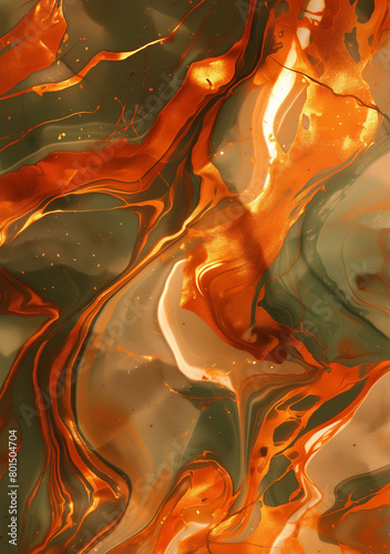 Abstract background featuring olive green marble with burnt sienna swirls and faded gold dust