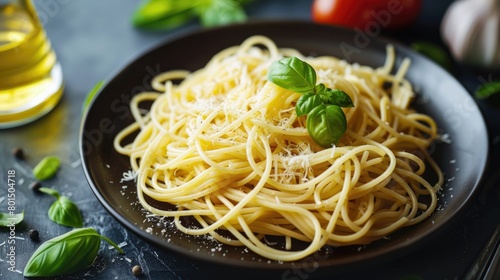 Italian spaghetti plate. Generative AI