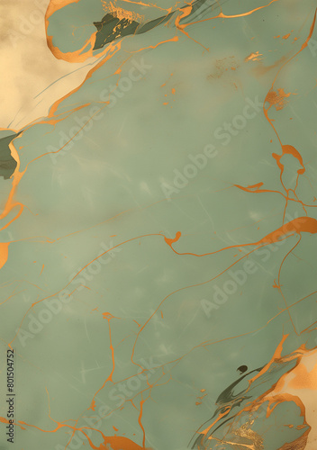 Abstract background featuring olive green marble with burnt sienna swirls and faded gold dust