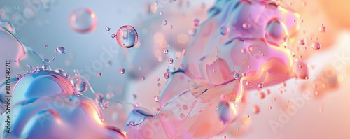 Abstract shapes in pastel colors, fluid and organic forms floating on a light background, a cinema4d render, a 3D model in the style of blender, hyper realistic, high resolution, an octane rendering,  photo
