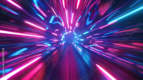 Neon warp tunnel. Generative AI