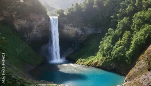 Create An Image Of A Majestic Waterfall Cascading
