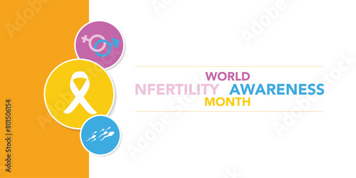 June is World Infertility Awareness Month vector. Pink and blue awareness ribbon with world map silhouette icon vector isolated on a white background. Fertility health design element. Important day