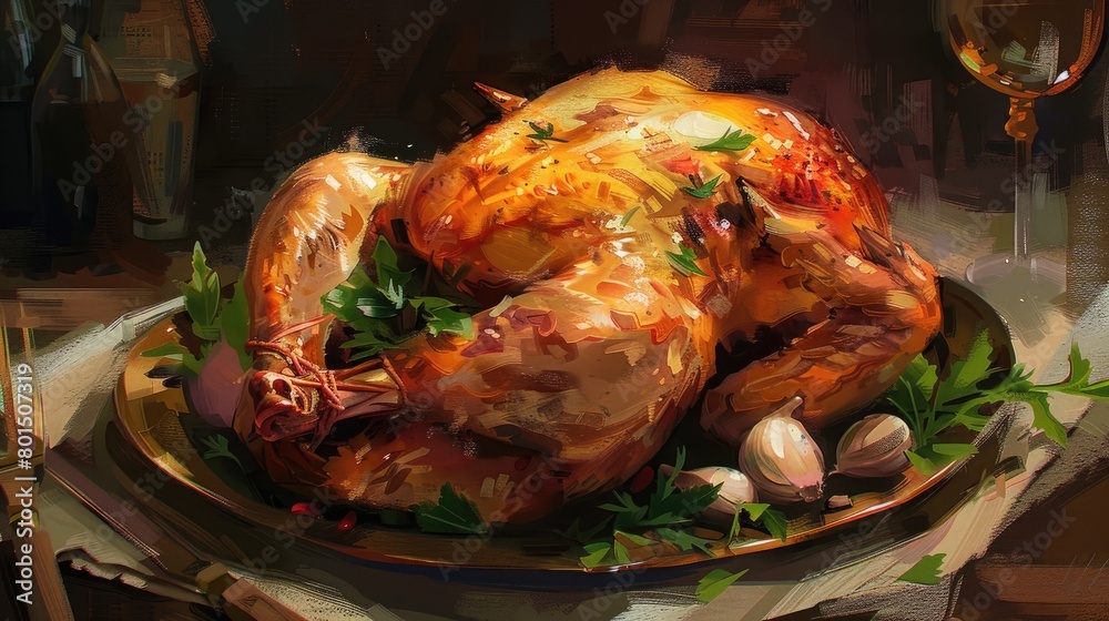Fototapeta premium Roast chicken. Generative AI