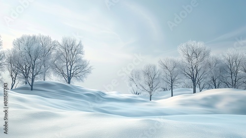 Snow hills landscape. Generative AI © Roman