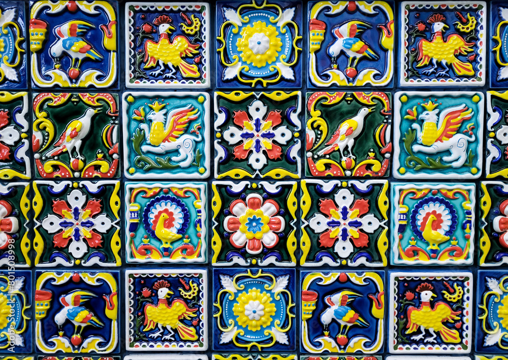 Plastic tiles. Classic Tile Mosaic Home Decorative Art Wall Tile with Color Pattern Background Design.
