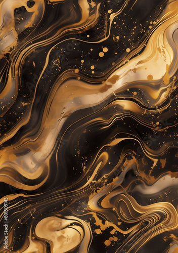 Elegant gold and black marble texture with luxurious swirls