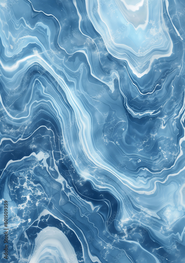 Blue ocean wave marble pattern with white veinin Blue ocean wave marble pattern with white veinin