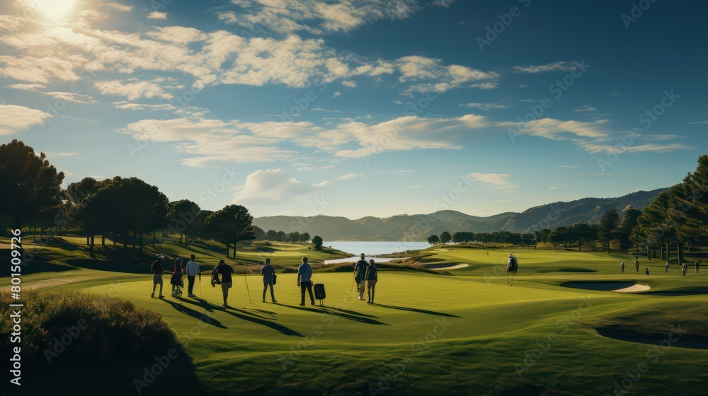 custom made wallpaper toronto digitalGolfers on a beautiful golf course at sunset with beautiful sky