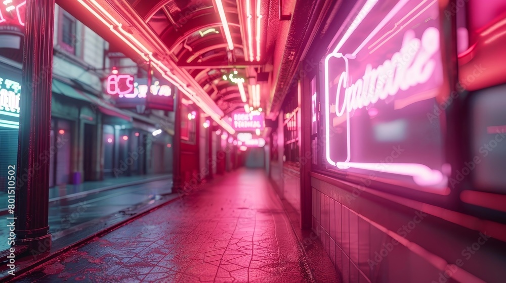 Neon-Infused Passage of Constructivist Propaganda and Conservative Tourism Imagery in a Photographic Style