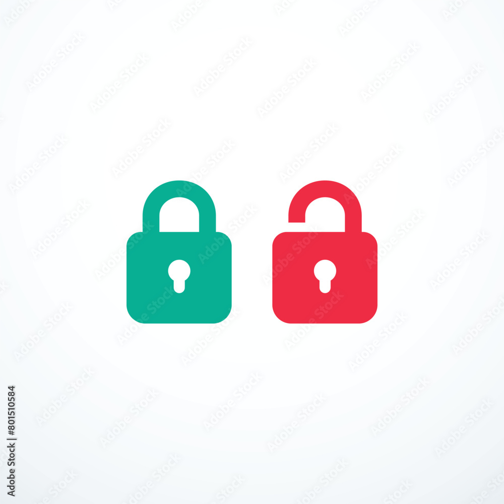Open and closed lock icons. Vector illustration Open and closed lock icons. Vector illustration