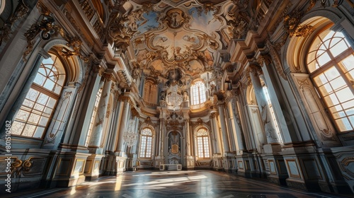 Opulent Baroque-Inspired Grandeur of a Majestic Interior Palace or Cathedral