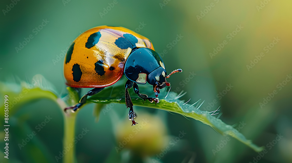 Macro ladybug in nature green background. Macro ladybug in nature green background.