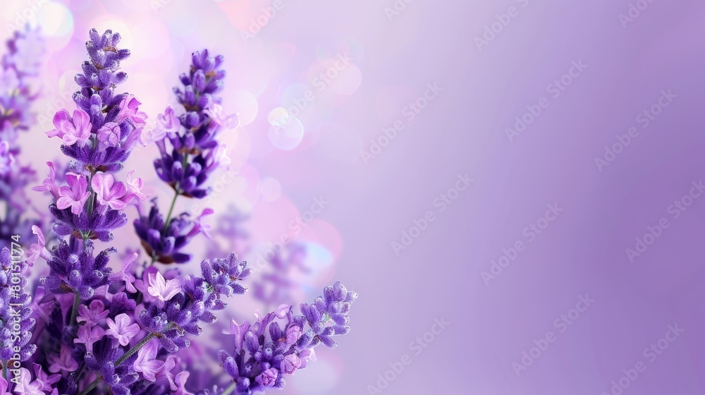 A tight shot of numerous violet blooms against a backdrop of purple and white Background features soft, radiant bokeh light A tight shot of numerous violet blooms against a backdrop of purple and white Background features soft, radiant bokeh light