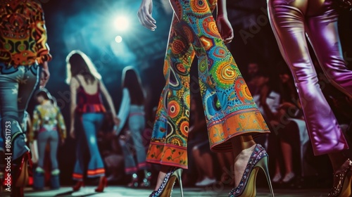 Vibrant 1970s-Inspired Fashion Show with Psychedelic Prints and Retro Styles on the Runway photo